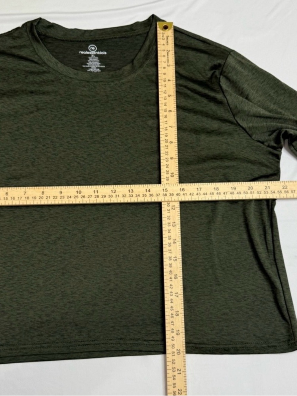 Bundle of 2 Women’s Long Sleeve Cropped Length Crew Neck Shirt - grey & olive - Picture 2 of 3